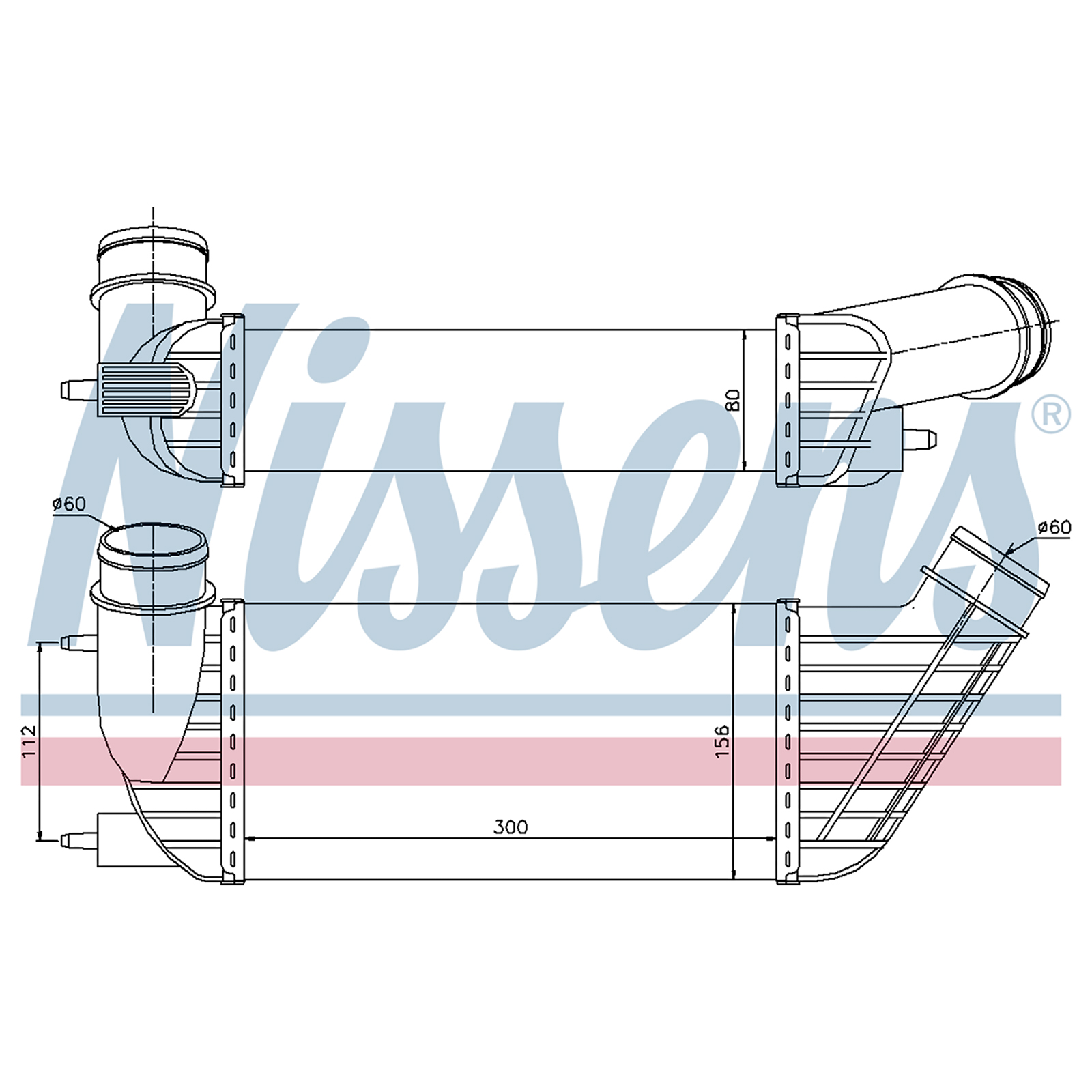 Ladeluftkühler 300-156-80 mm Fiat Scudo Ulysse Lancia Pehtra 2,0 Peugeot 807 Citroen C8 2,0