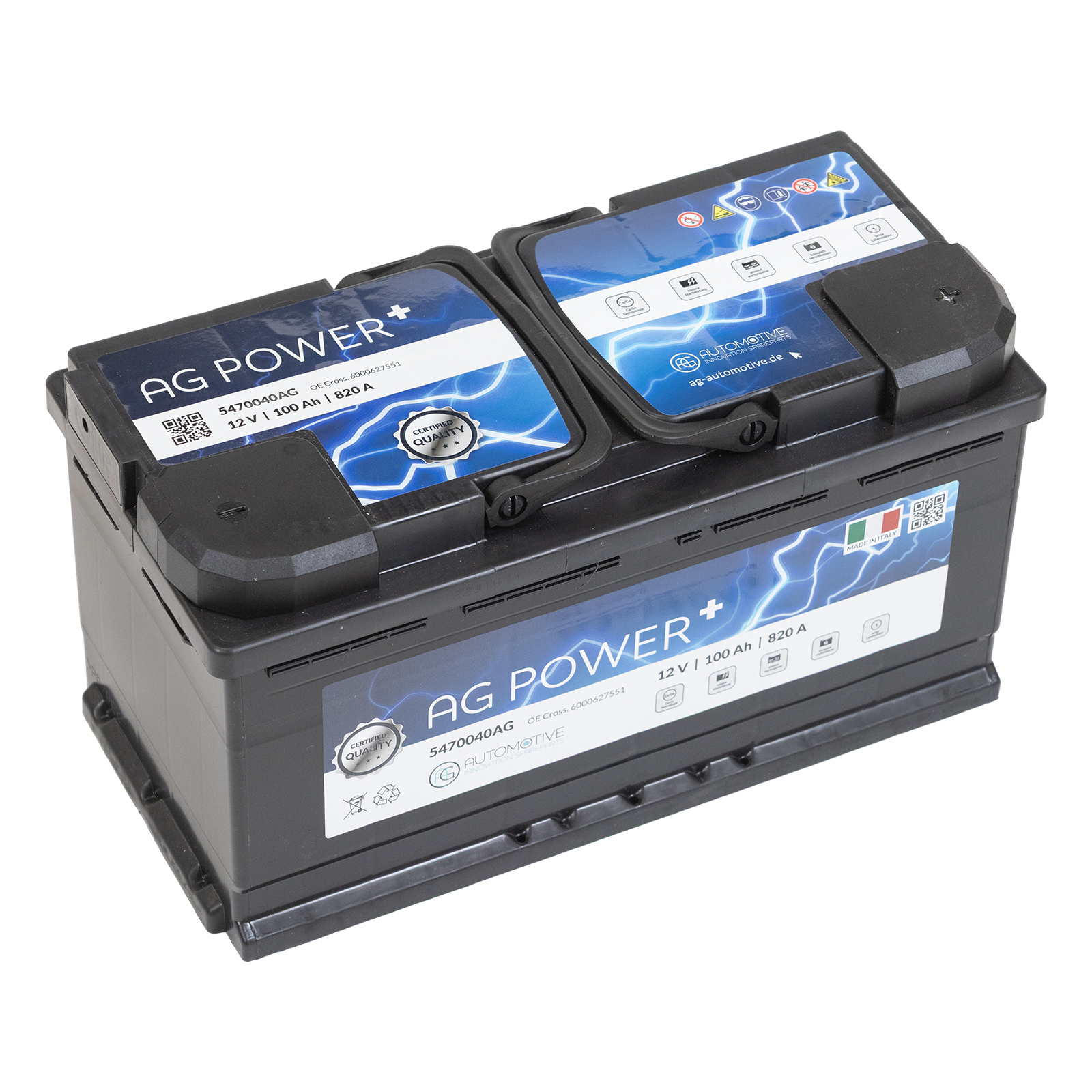 Batterie 100AH 820A EN-SAE AG Automotive L=353 B=175 H=190 Polanordnung:DX Fiat Ducato Typ 230 / 244 / 250