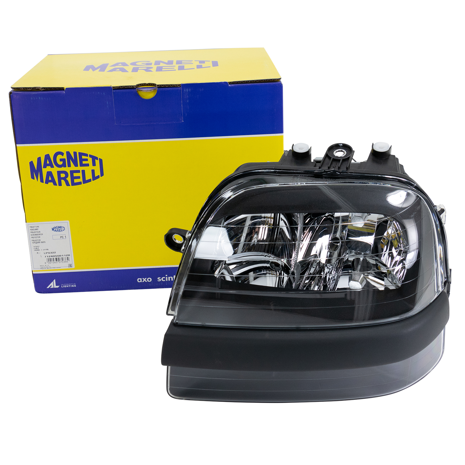 Scheinwerfer vorne links H1 / H7 Magneti Marelli Fiat Doblo Typ 223 inkl. Stellmotor für Fzg. mit elekt. LWR mit Nebel