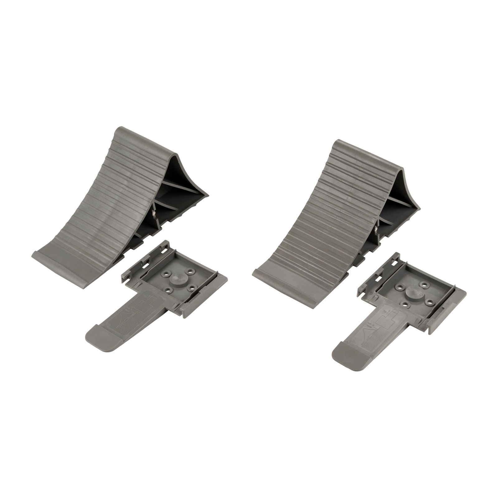Set Unterlegkeile 2 Stück Bremskeile Stütze mit Halter - Passend für z.B.: Anhänger PKW Räder uvm. Bestehend aus 2x Keile 2x Halter