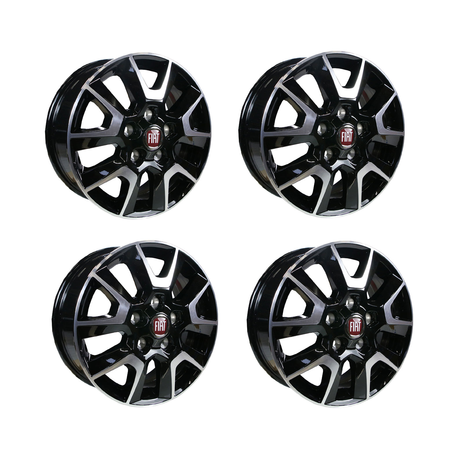 Leichtmetall Felgensatz schwarz silber 16 Zoll Original Original Fiat Ducato 250 Light ab Bj. 05 / 2014 6 x 16 ET 68 Lochkreis 5 x 118 + Radnabendeck