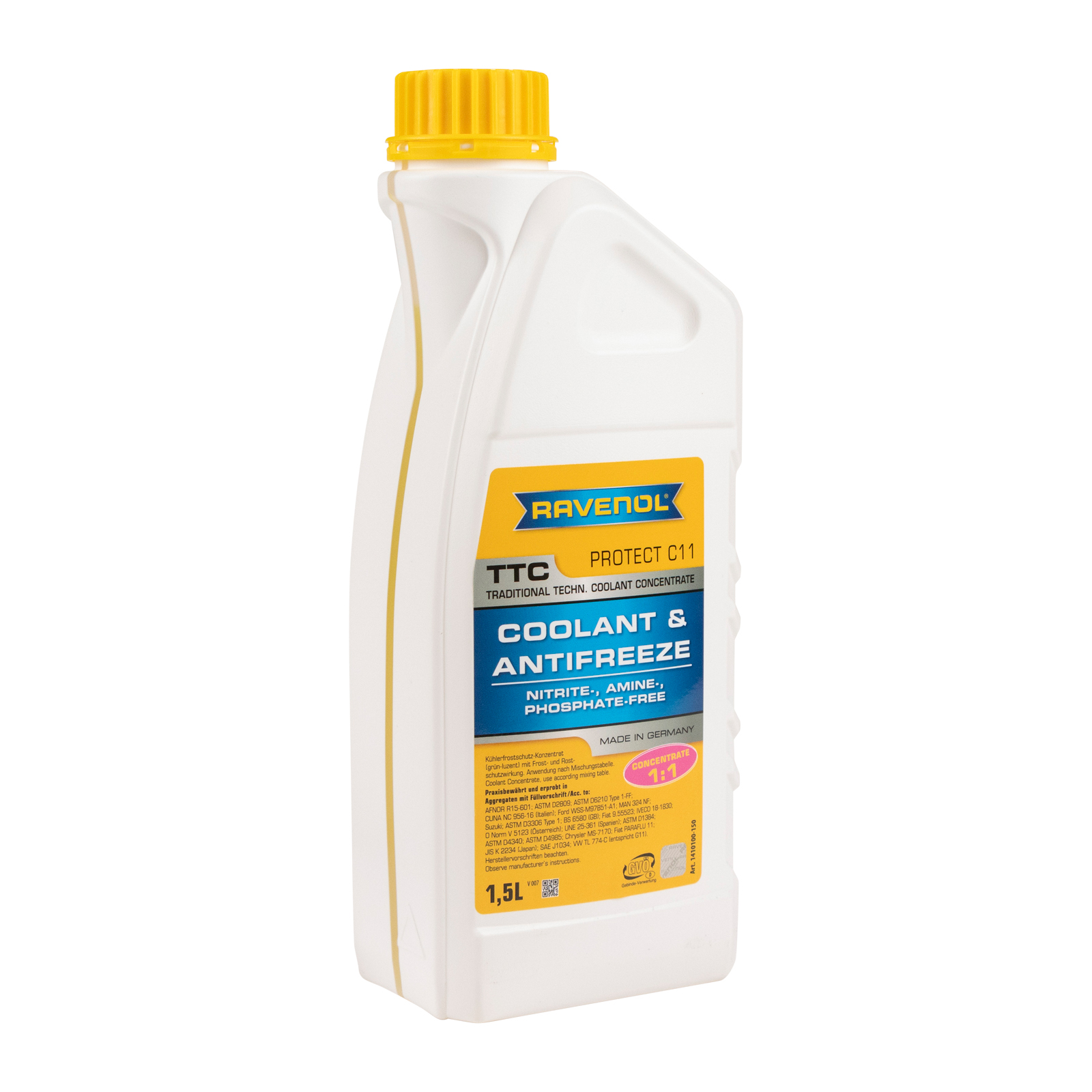 Ravenol TTC Concentrate Protect C11 Kühlerfrostschutz 1,5 Liter Farbe gelb grün RAVENOL TTC Concentrate Protect C11 ist ein auf Ethylenglykol aufgeba