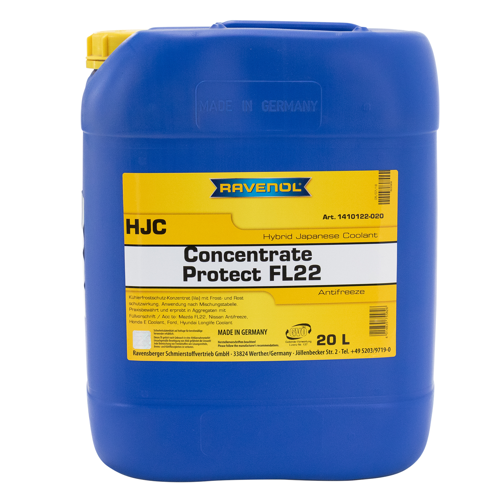 Kühlerfrostschutzflüssigkeit FL 22 20 Liter Farbe grün Mazda FL22 Ford WSSM97B55 VC-10-A2